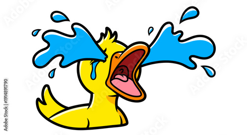 Cartoon illustration of a yellow duckling crying with large tears streaming from its eyes, conveying sadness and distress