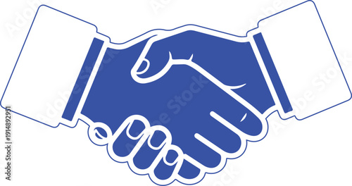 Handshake icon in blue and white for business and partnership agreements