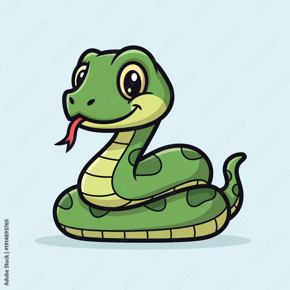 Fototapeta premium Cartoon Green Snake