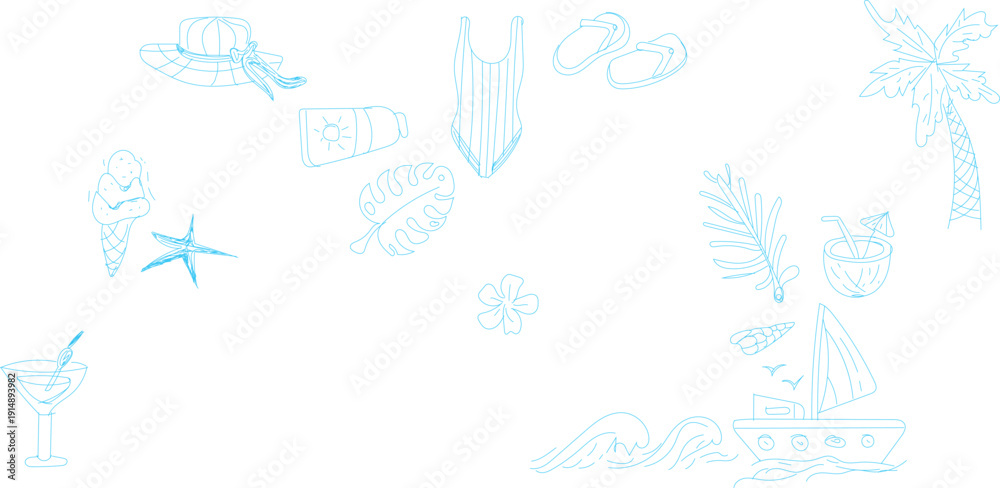 Obraz premium summer vacation hand drawn icon