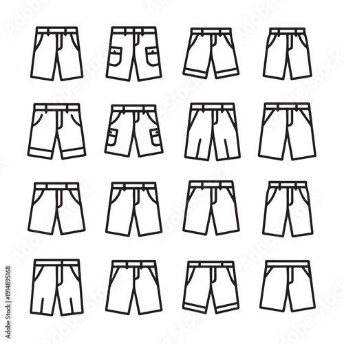 Shorts Icon Set Outline Various Styles Collection Vector Illustration