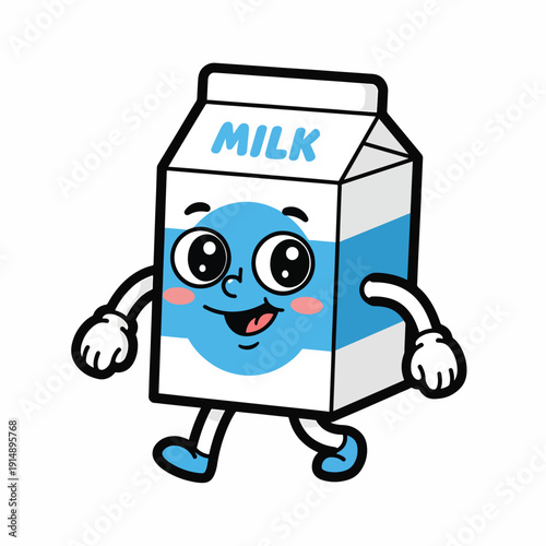 Happy Milk Carton Character