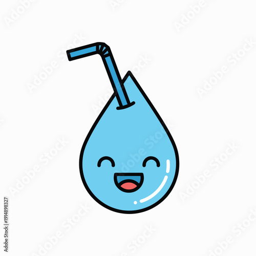 Happy Water Drop Character