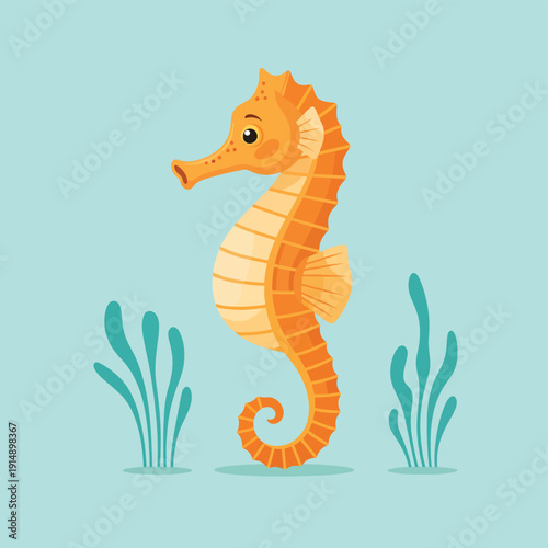 Orange Seahorse in Ocean