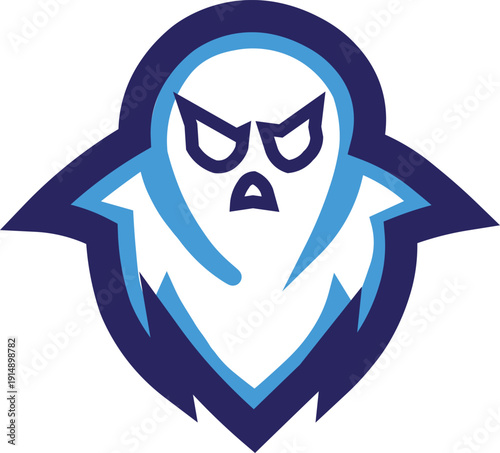 Vector illustration of an abstract shield background with arrows featuring a tribal skull mask design in bold black Halloween tattoo style