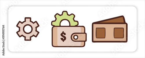 lip Skates Cogs Mechanism Mugs amounts of Digital Wallets money Dollar Banking Icons