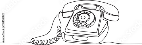 One continuous line drawing of old vintage antique analog wall telephone to communicate. Retro classic telecommunication device concept. one line Icon drawing