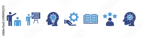 Training banner web icon vector illustration concept for education with icon of coaching, teaching, knowledge, development, learning, experience, and skills
