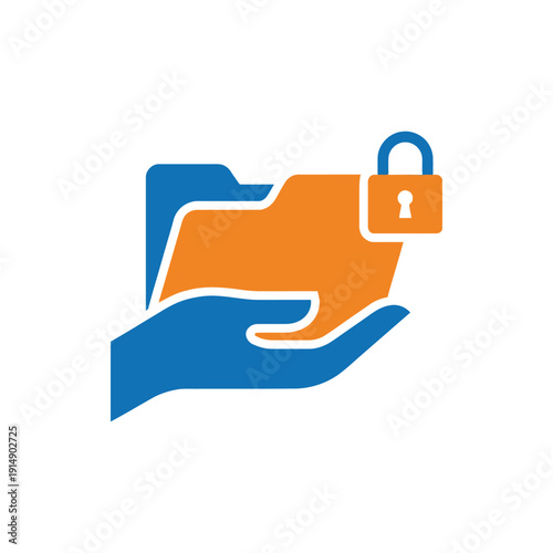 Hand holding secured folder with padlock icon symbolizing data protection and privacy