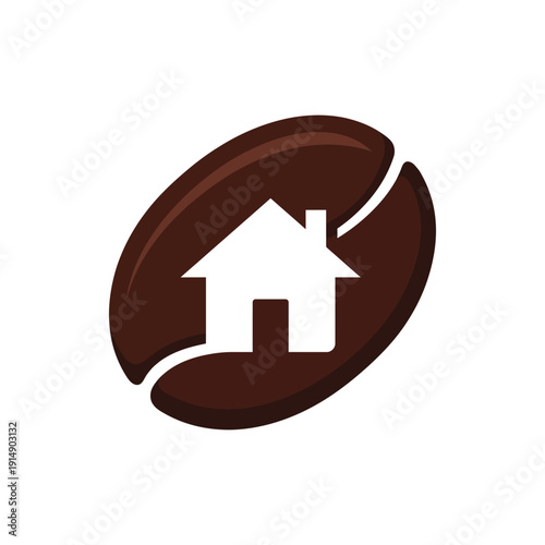 house inside coffee bean logo symbol graphic design illustration