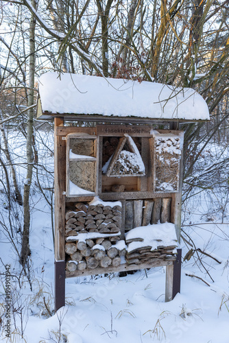 Insect hotel in winter