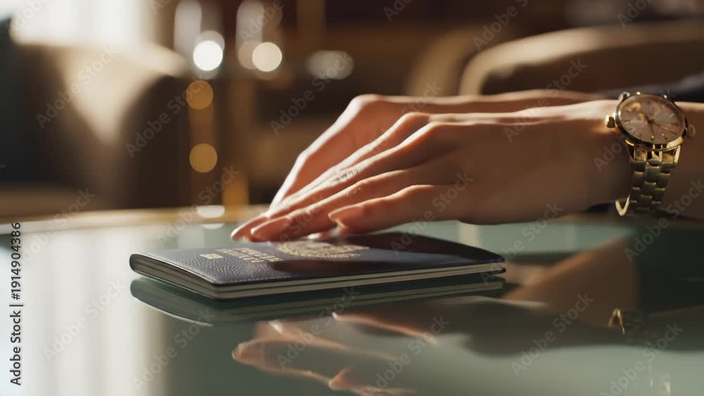 custom made wallpaper toronto digitalWoman's Hands Placing Passport on Glass Table