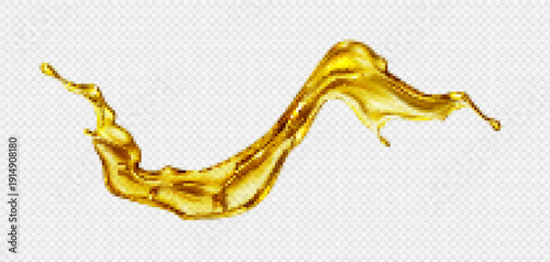  golden liquid splashing and oil splashing on a transparent background