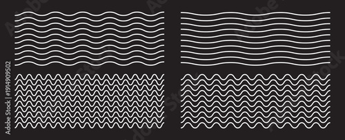 Waves line set. Wave ornament pattern. Set of wavy zigzag lines. Wave thin line background. Vector zigzag and wavy horizontal underline. Vector illustration