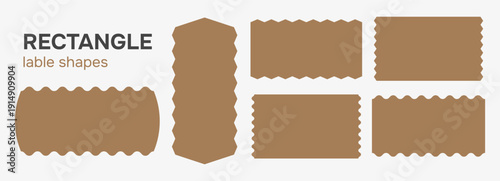 Set of label tags. Rectangle curved shapes for price. Sticker promotions. Vector