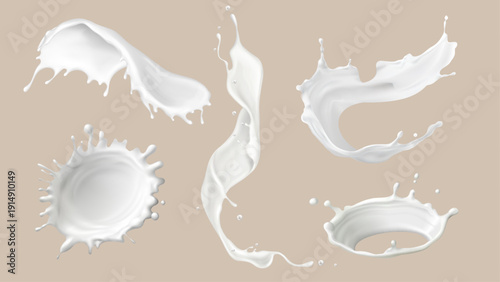 A splash of white liquid on a beige background