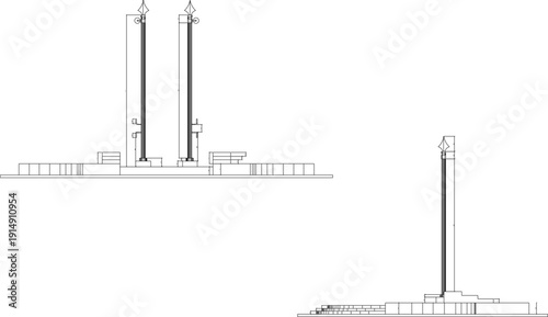 sketch illustration silhouette vector image construction architectural details of the monument tugu Urban park with its equipment in the middle of a metropolis
