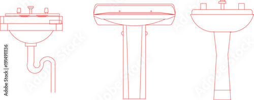 sketch illustration silhouette vector image icon logo symbol hand washing sink Sanitary ware set monobloc bathroom 