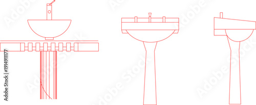 sketch illustration silhouette vector image icon logo symbol hand washing sink Sanitary ware set monobloc bathroom 