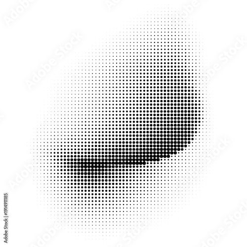 Dotted gradient liquid fluid spot. Isolated vector textured abstract retro liquid shape design element