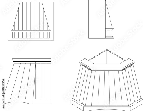 vector silhouette illustration sketch of detailed design of Kitchen Hood to remove smoke in the kitchen 