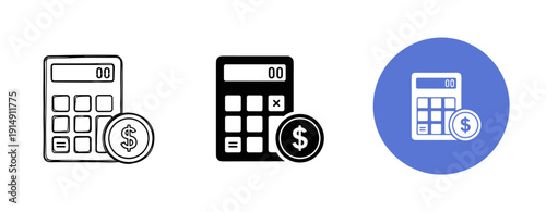 Calculator icons with dollar symbol for financial calculations