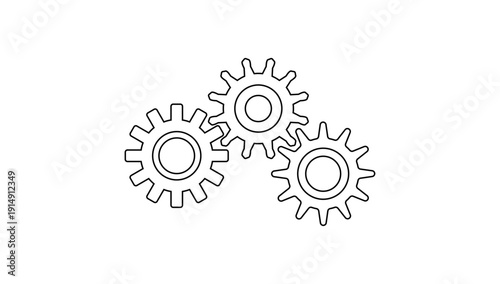 Round outline cogwheels set vector graphic. Gears set illustration to use for technology, business, mechanics and engineering projects. 