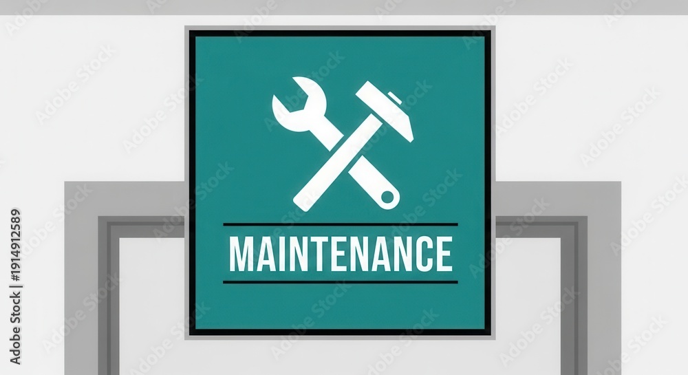Fototapeta premium Maintenance Signage Depicting Tools with a Modern Design and Clean Color Scheme