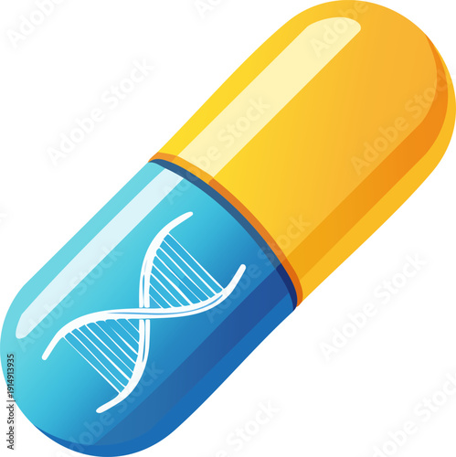 Minimalist DNA Capsule Icon for Future Pharmacy
