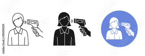 Thermometer checking illustration: male and female temperature measurement