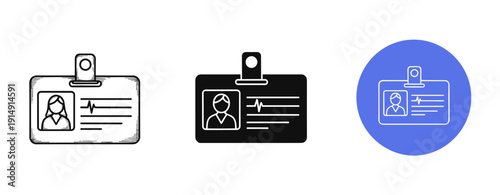 Vector set of identification badge icons with male and female avatars