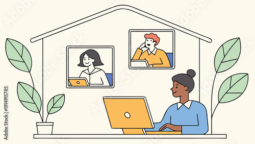 A person working remotely while engaging in virtual meetings with colleagues at home