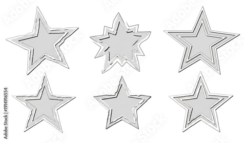 Jagged irregular torn paper star vector set for collage design