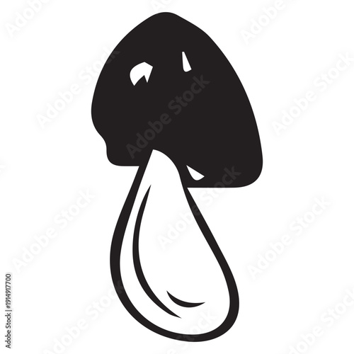 Minimalistic hand drawn vector graphic of a mushroom on a white background. The mushroom features a rounded cap and a smooth stem.