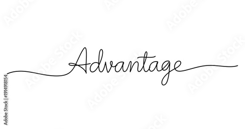 Elegant handwritten word advantage on white background. No editable strokes