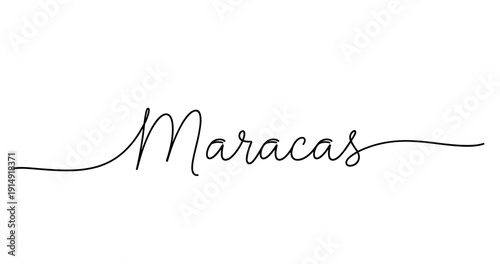 Elegant maracas script typography on white background. No editable strokes