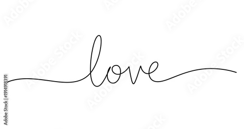 Minimalist love typography design with elegant script on white background. No editable strokes