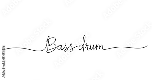 Elegant minimalist bass drum typography with flowing calligraphic script. No editable strokes