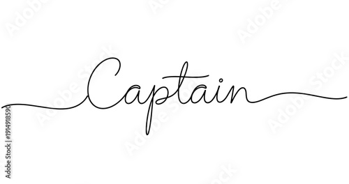 Elegant cursive script of the word captain in black. No editable strokes