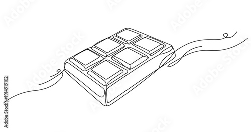 Minimalist line art of a chocolate bar with stylized swirls. None editable stroke