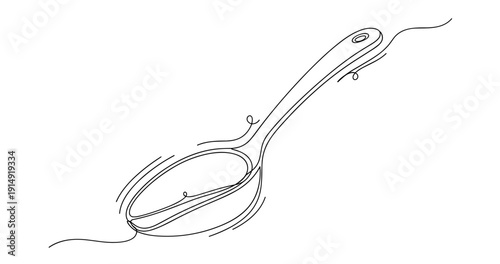 Minimalist line art of cooking spoon design with artistic swirls. None editable stroke