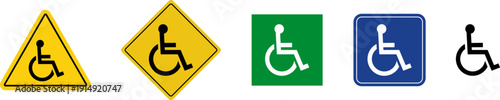 Wheelchair icon set. Handicap, mobility, accessible wheelchair icon. Handicapped access sign or symbol flat icon on Transparent Background.