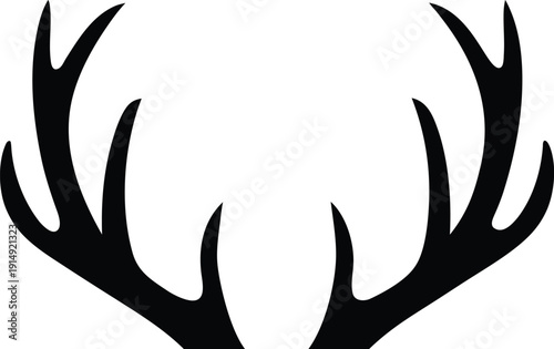 Minimalist Stag Antler Silhouette Vector
