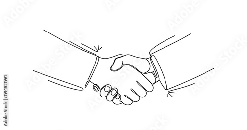 Line art of two hands engaged in a handshake. None editable stroke