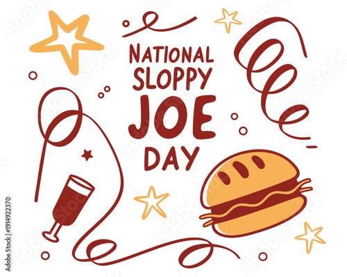 National Sloppy Joe Day Typography with American Sandwich Vector Art