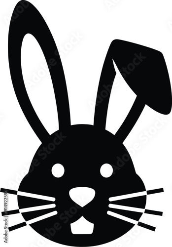 Simple black silhouette of a rabbit's face displayed on a clean white background