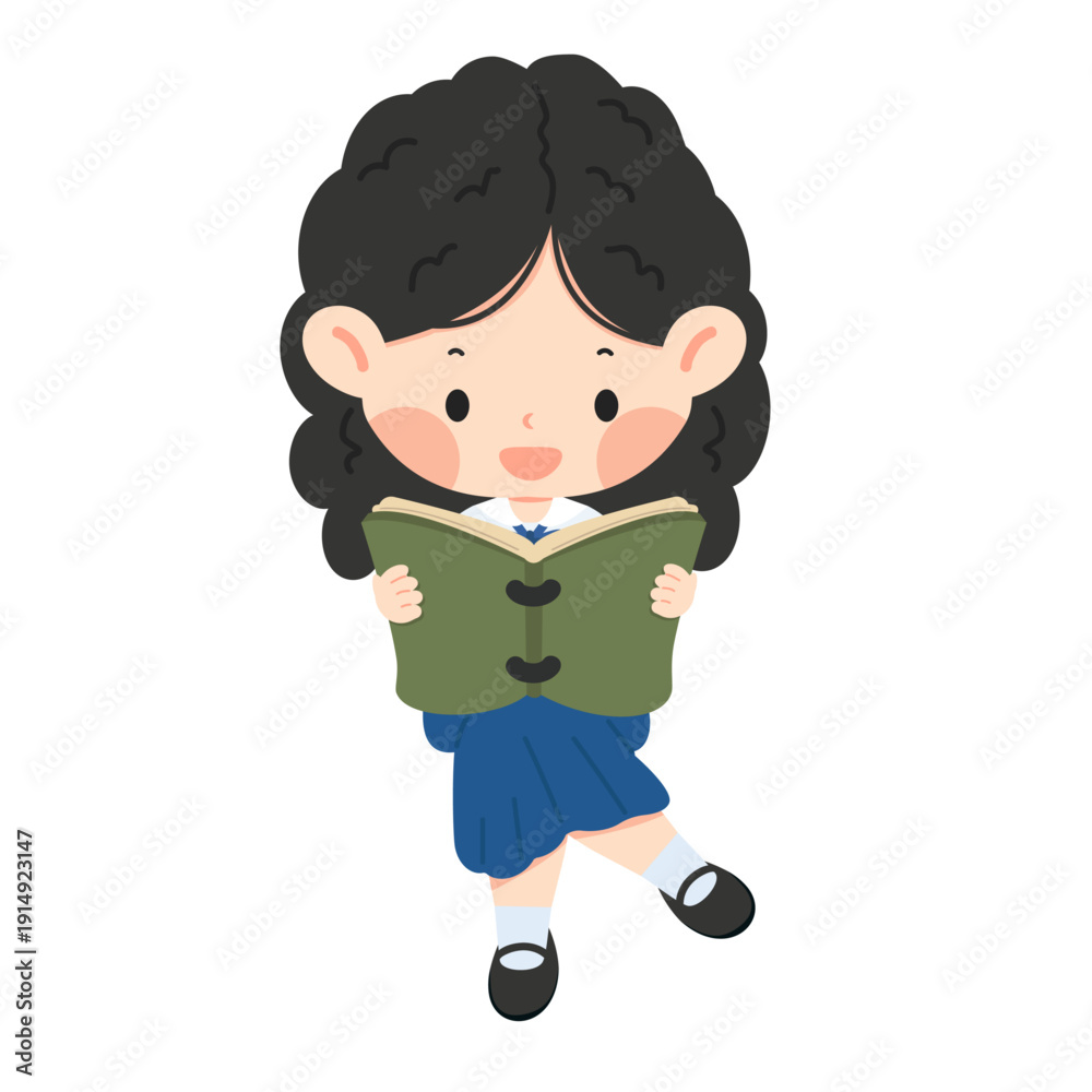 Obraz premium Peaceful Young Girl Reading a Favorite Story