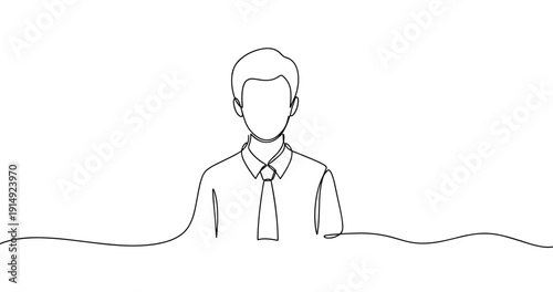 Minimalist line drawing of male in business attire. No editable stroke