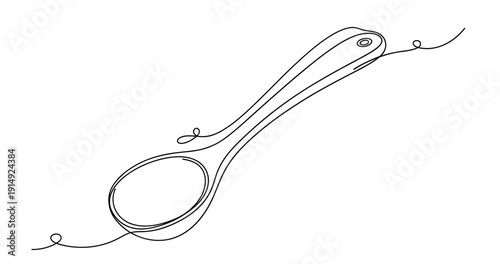 Continuous line drawing of spoon featuring simple and elegant design. Non editable stroke