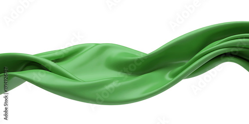 Flowing abstract wave of soft green fabric, suggesting movement, fluidity, and elegance.